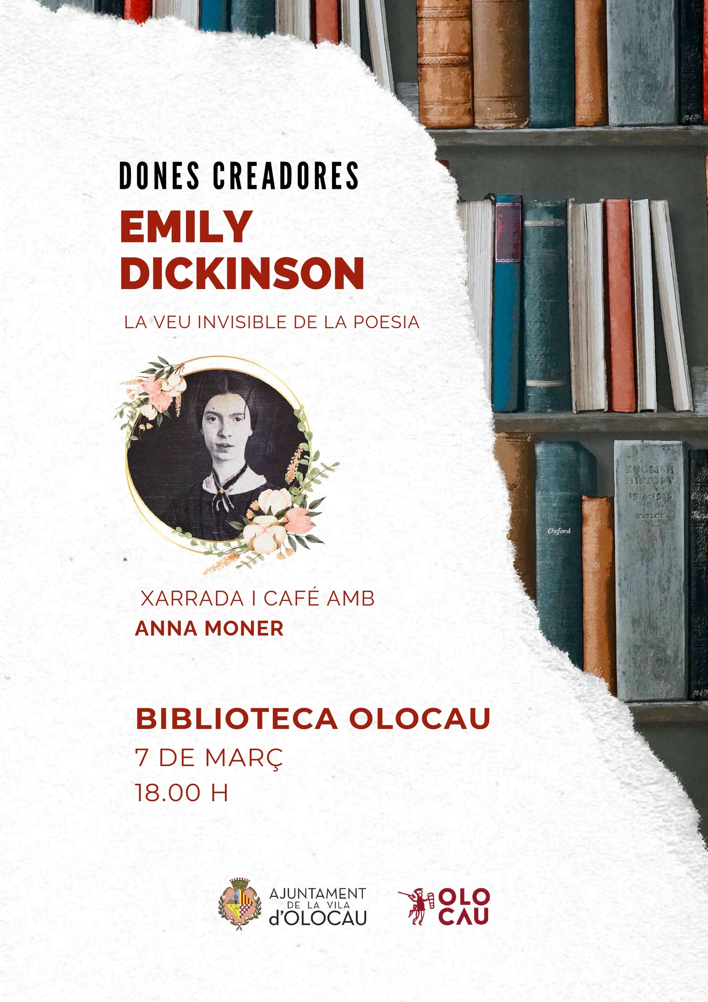 ‘Dones creadores: Emily Dickinson, la veu invisible de la poesia’, charla y café con Anna Moner (Programa de actos por el 8M, Día Internacional de la Mujer)